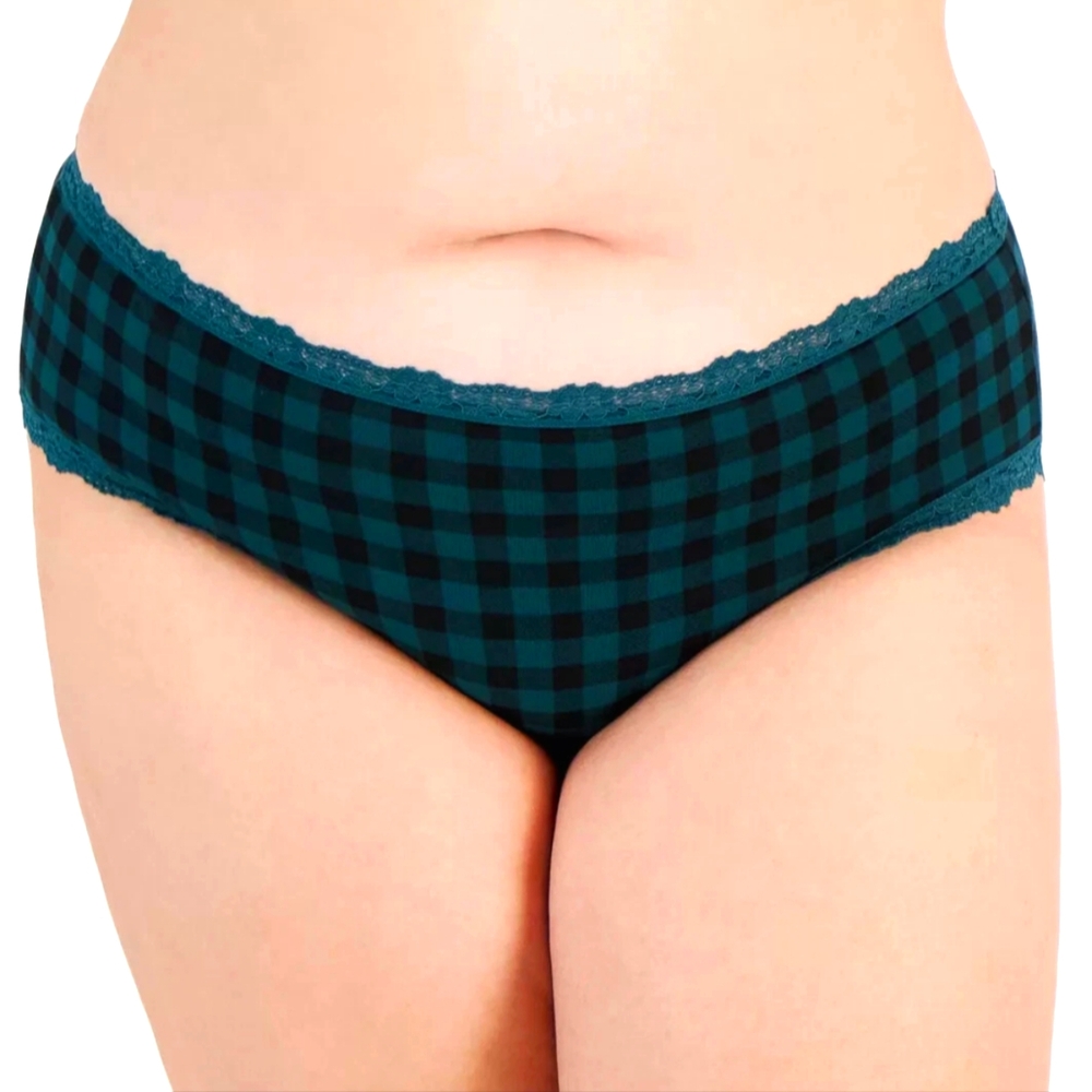 🆕 Jenni Intimates Plus 3X 22 24 Buffalo Plaid Panties Underwear Bikini Panty